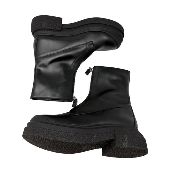 Stuart Weitzman Black Charli Zip Leather Platform Waterproof Boots NEW sz 9 - Picture 3 of 10